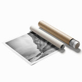 Vibrant rolled print showcasing a stunning landscape of dramatic cliffs and lush greenery, ideal for home decor and wall art collection, presented in protective packaging.