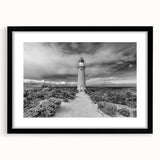 Black-framed wall art showcasing a stunning cliff landscape design, featuring vibrant colors and intricate details, perfect for modern home decor.