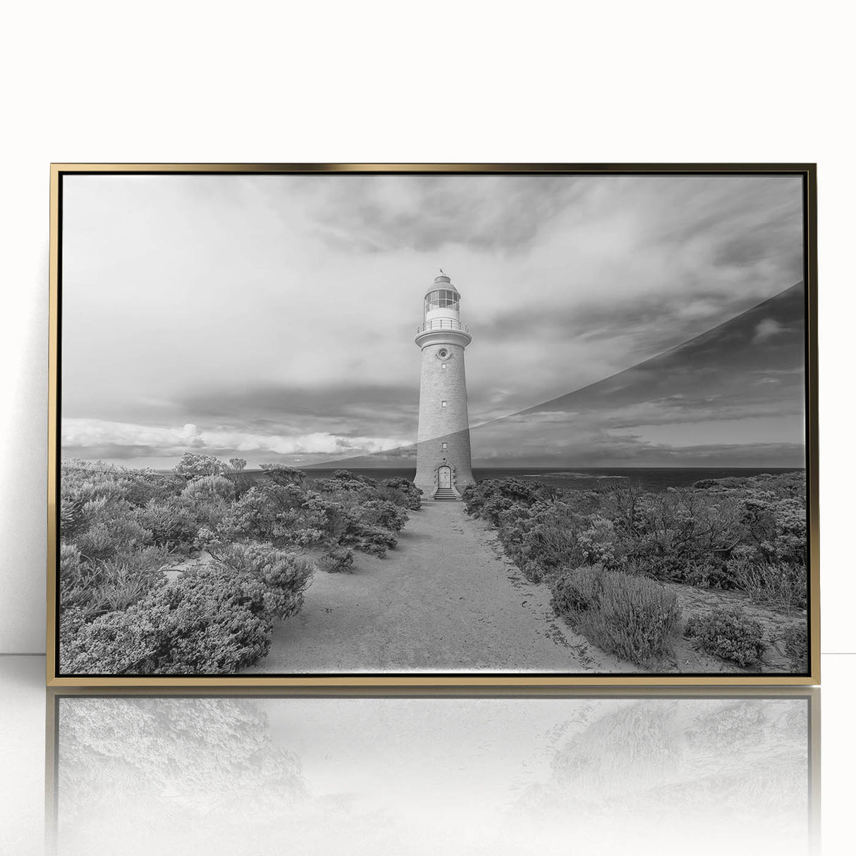 Framed acrylic wall art showcasing a vibrant landscape of cliffs, featuring gold accents and a modern design. Perfect for enhancing home decor with a touch of elegance.
