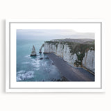 Framed wall art featuring a stunning cliff landscape design, presented with a white mat and sleek frame, ideal for enhancing modern home decor.