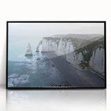 Framed acrylic wall art featuring a stunning landscape of cliffs, showcasing vibrant colors and intricate details, ideal for modern home decor and art enthusiasts.