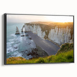 Framed canvas wall art showcasing a stunning landscape with dramatic cliffs and vibrant colors, perfect for enhancing home decor and adding a touch of elegance.