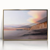 Elegant framed wall art piece showcasing a stunning landscape of cliffs, featuring rich gold accents and an acrylic front for a modern finish. Ideal for home decor.