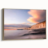 Framed wall art featuring a stunning cliff landscape design in vibrant colors, highlighted by a gold frame, ideal for home decor and art enthusiasts.