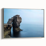 Framed canvas wall art showcasing a stunning cliff landscape design in silver tones, ideal for modern home decor, adding elegance and depth to any space.