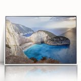 Framed acrylic wall art showcasing a stunning landscape of cliffs, featuring vibrant colors and intricate details, perfect for modern home decor.