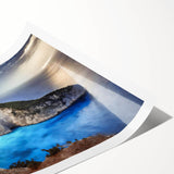 Vibrant rolled print of a stunning cliff landscape, showcasing rich colors and dramatic rock formations, perfect for modern home decor and art enthusiasts.