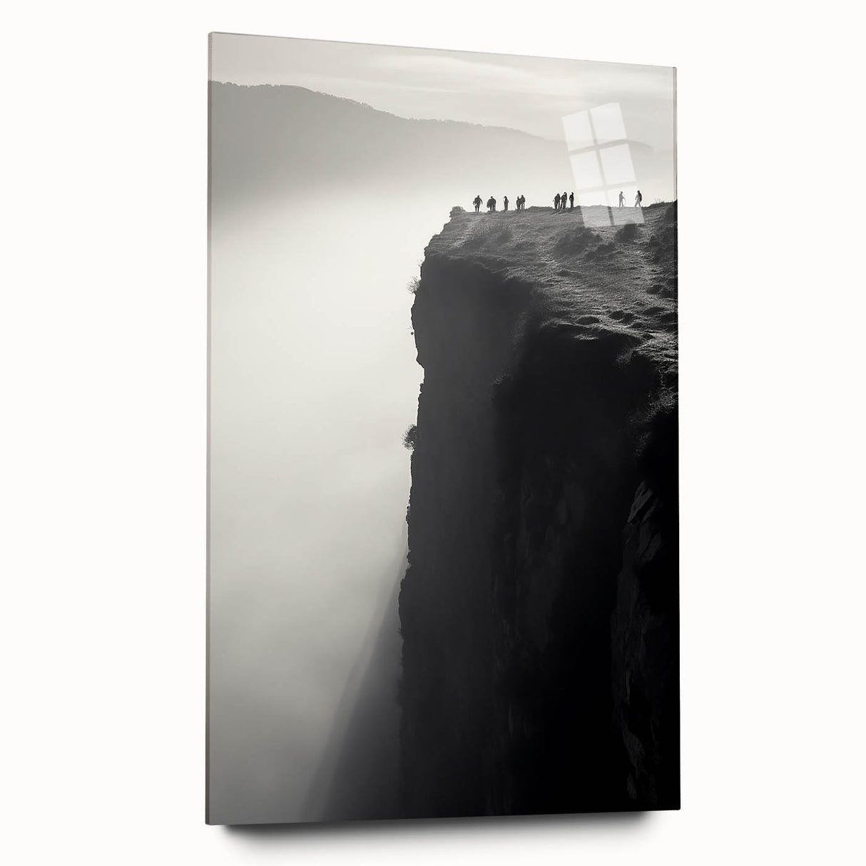 Vibrant acrylic glass wall art showcasing a stunning cliff landscape design, featuring intricate details and rich colors, ideal for modern home decor.
