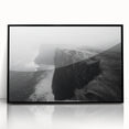 Framed acrylic wall art showcasing a serene landscape with majestic cliffs, presented in a sleek black frame, perfect for modern home decor. The vibrant colors enhance the natural beauty, making it an ideal focal point for any room.