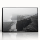 Framed acrylic wall art showcasing a serene landscape with majestic cliffs, presented in a sleek black frame, perfect for modern home decor. The vibrant colors enhance the natural beauty, making it an ideal focal point for any room.
