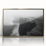 Framed acrylic wall art showcasing a stunning landscape design featuring cliffs and vibrant colors, ideal for modern home decor, with a sleek gold frame enhancing the visual appeal.