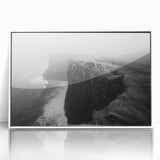 Framed acrylic wall art featuring a stunning cliff landscape design, with vibrant colors and intricate details, displayed in a sleek white frame. Perfect for modern decor.