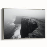 Framed canvas wall art showcasing a stunning cliff landscape design with silver accents, perfect for modern home decor. Ideal for adding elegance to any room.