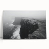 Stretched canvas wall art depicting a serene landscape with cliffs, featuring soft pastel colors and a tranquil atmosphere, perfect for home decor.