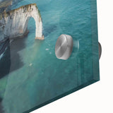 Close-up of a stunning wall art piece showcasing a vibrant landscape of cliffs, designed with acrylic glass, highlighting intricate details and textures. Ideal for enhancing modern home decor.