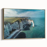 Framed canvas wall art showcasing a stunning cliff landscape design with gold accents, perfect for modern home decor. Ideal for enhancing living spaces.