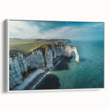 Framed canvas wall art showcasing a stunning landscape of cliffs, featuring muted colors and intricate details, perfect for enhancing any modern decor.