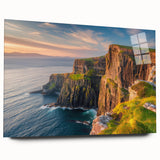 Acrylic wall art showcasing a stunning landscape of cliffs, presented in a side view without pins, perfect for modern home decor. Ideal for nature lovers seeking elegant wall accents.