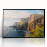 Framed acrylic wall art showcasing a stunning cliff landscape design with vibrant colors and intricate details, ideal for modern home decor.