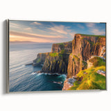 Elegant framed canvas wall art showcasing a striking landscape of cliffs with a silver frame, perfect for enhancing modern home decor. Ideal for art enthusiasts.