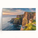 Stretched canvas wall art showcasing a vibrant landscape with majestic cliffs and serene skies, perfect for home decor, adding a touch of nature's beauty to any room.