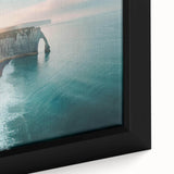 Framed canvas artwork showcasing a vibrant landscape of cliffs, featuring rich colors and intricate details, ideal for enhancing modern home decor.