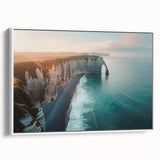Framed canvas wall art showcasing a breathtaking cliff landscape design, featuring vibrant colors and intricate details, positioned against a clean white background. Ideal for enhancing modern home decor.