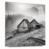 Acrylic glass wall art depicting a serene countryside landscape, showcasing vibrant green fields and a clear blue sky, ideal for home decor.