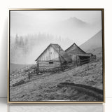 Framed wall art featuring a serene countryside landscape, showcasing rolling hills, lush greenery, and a sunset glow, with a gold-accented acrylic frame enhancing its elegance. Perfect for home decor, this piece adds a touch of nature-inspired tranquility to any room.