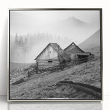 Framed acrylic wall art showcasing a serene countryside landscape with lush greenery and a silver frame, ideal for home decor or office settings.