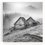 Stretched canvas wall art depicting a serene countryside landscape with lush green fields, vibrant wildflowers, and a clear blue sky, ideal for home decor.