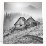 Stretched canvas wall art showcasing a serene countryside landscape with lush green fields and a vibrant sunset, perfect for home decor and artistic ambiance.