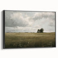 Framed canvas wall art showcasing a picturesque countryside landscape design, featuring vibrant colors and a black frame, ideal for home decor enhancement.