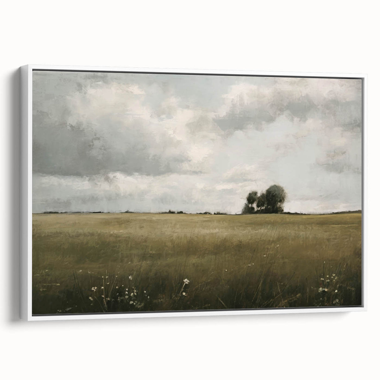 Framed wall art collection showcasing a serene countryside landscape in soft pastel colors, ideal for adding a touch of nature to home decor.