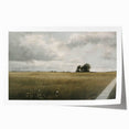 Vibrant rolled print showcasing a serene countryside landscape with lush greenery and a clear blue sky, perfect for home decor and wall art enthusiasts.