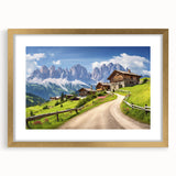 Elegant framed wall art collection showcasing serene countryside landscapes with a gold mat and frame, perfect for enhancing home decor and adding warmth to any space.