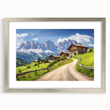 Framed wall art collection showcasing a scenic countryside landscape design with a silver mat and frame, ideal for home decor enhancements.
