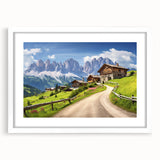 Framed wall art collection showcasing serene countryside landscapes with a white mat, ideal for home decor. Perfect for adding a touch of nature to any room.