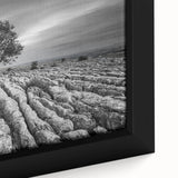 Framed canvas wall art showcasing a stunning countryside landscape with vibrant greenery and serene skies, perfect for home decor. This close-up highlights the intricate details and textures of the artwork, ideal for nature enthusiasts and interior design lovers.