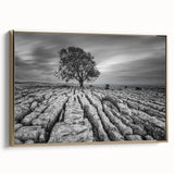 Framed canvas wall art showcasing a serene countryside landscape design with golden accents, perfect for enhancing home decor. The artwork captures vibrant greens and earthy tones, evoking a sense of tranquility and natural beauty.