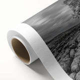 Vibrant rolled canvas wall art showcasing a serene countryside landscape with lush green fields, rolling hills, and a clear blue sky, ideal for home decor.