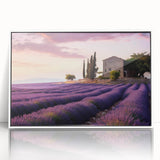 Framed acrylic wall art showcasing a serene countryside landscape, featuring lush green fields and a clear blue sky, designed to enhance home decor with a touch of nature.