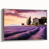 Framed canvas wall art showcasing a serene countryside landscape with vibrant greenery and a silver frame, perfect for enhancing home decor. The artwork captures the tranquility of nature, making it a stylish addition to any interior space.
