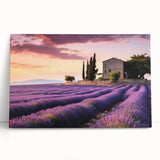 Stretched canvas wall art depicting a serene countryside landscape with vibrant green fields and rolling hills, ideal for home decor.