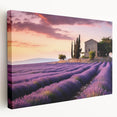 Stretched canvas wall art showcasing a serene countryside landscape, featuring lush green fields, vibrant trees, and a tranquil sky, ideal for home decor.