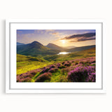 Framed wall art collection showcasing a picturesque countryside landscape design, featuring vibrant colors and a white mat, ideal for home decor enhancement.