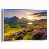 Framed canvas wall art showcasing a serene countryside landscape in soft pastel hues, designed to enhance any living space, with a white frame adding elegance.