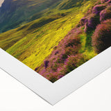 Vibrant rolled canvas wall art depicting a serene countryside landscape, featuring lush green fields and a clear blue sky, perfect for enhancing home decor.