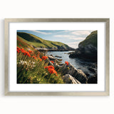 Framed silver wall art showcasing a serene countryside landscape with vibrant colors and intricate details, designed to enhance home decor aesthetics. Perfect for adding a touch of tranquility to living spaces.