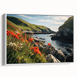 Framed canvas wall art showcasing a serene countryside landscape with vibrant green fields and a clear blue sky, perfect for home decor and nature lovers.